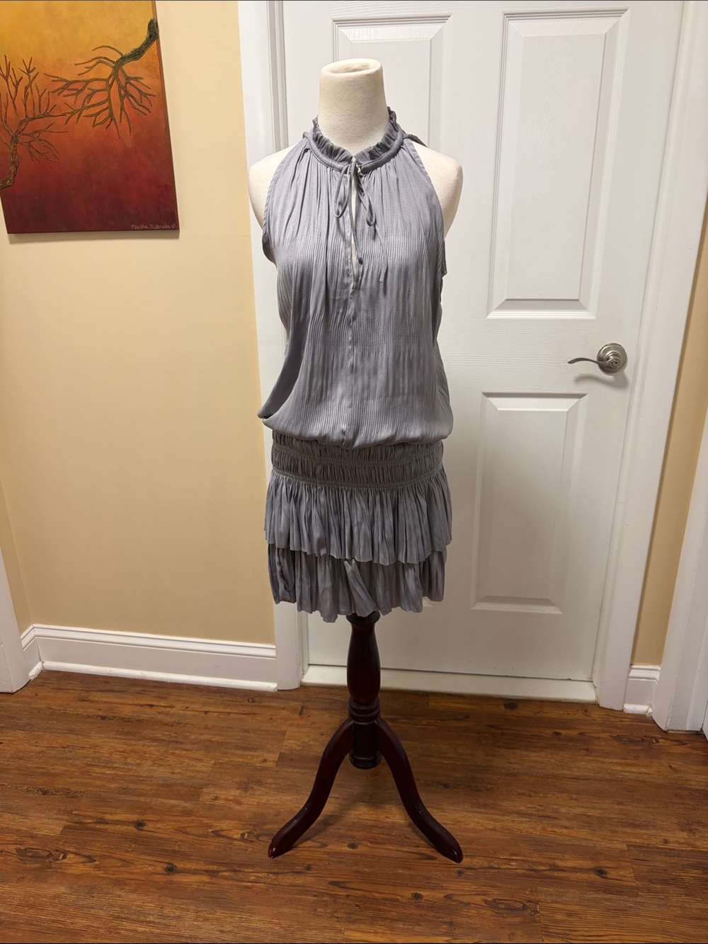 Current Air Light Gray Tiered sleeveless Mini dresd